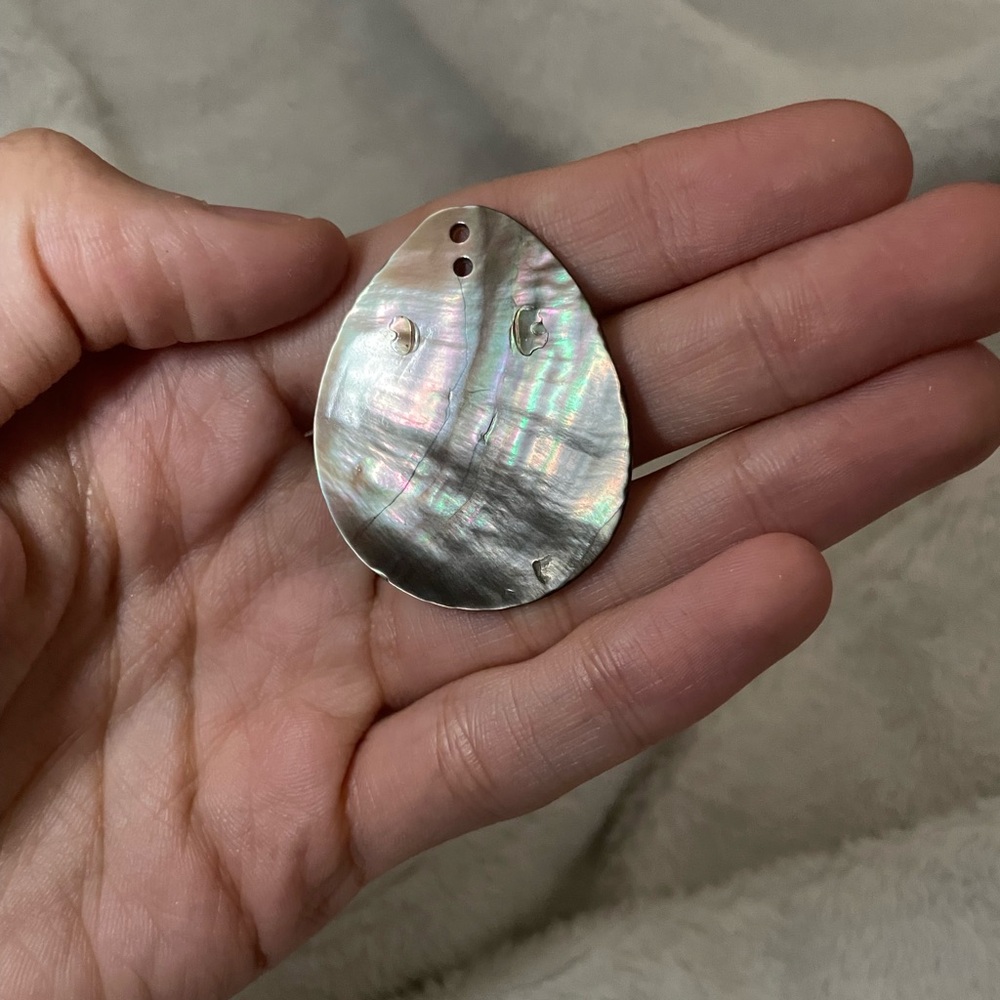 Iridescent Mother of Pearl Pendant - White Shell Teardrop